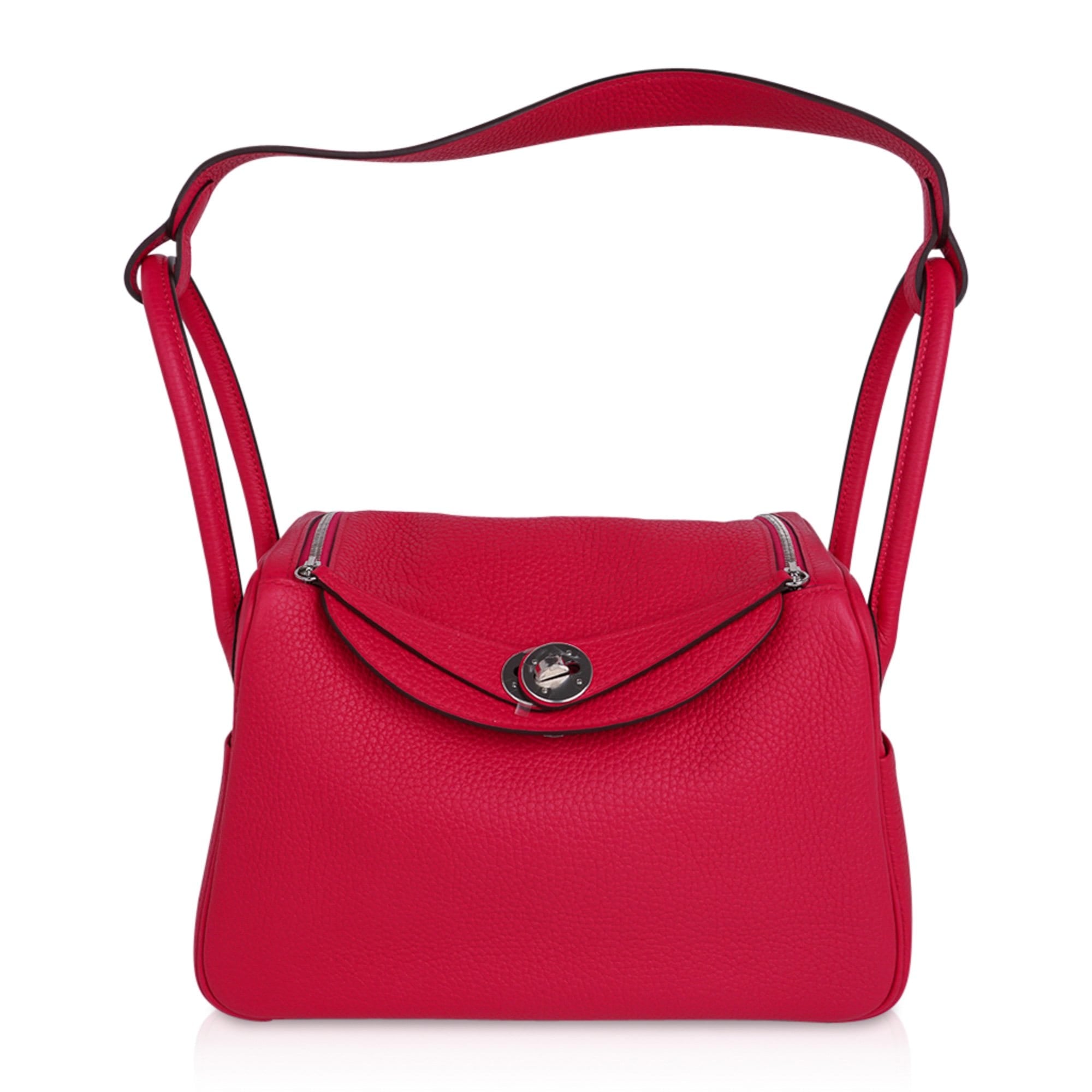 Hermes Lindy 26 Bag Rose Extreme Clemence Leather with Palladium Hardware