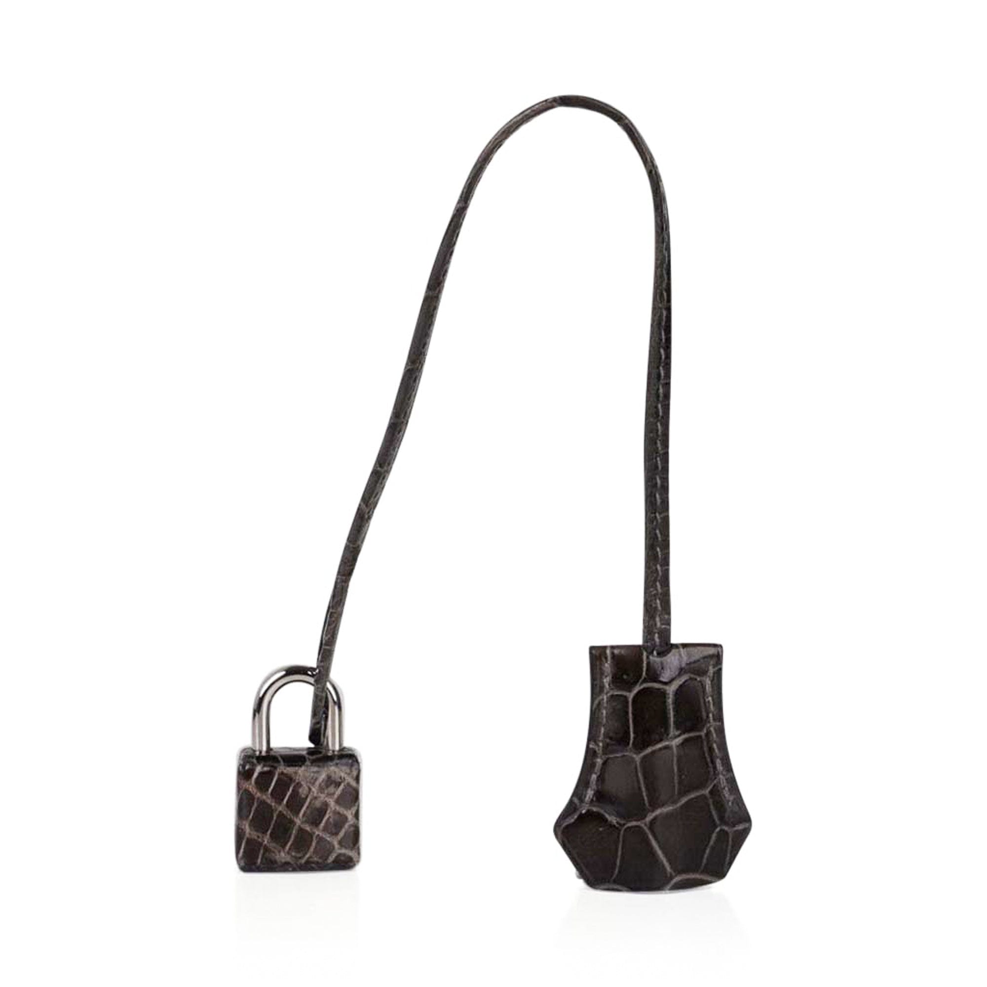 Hermes Special Order HSS Birkin 35 Bag Gris Fonce Porosus Crocodile with Palladium Hardware