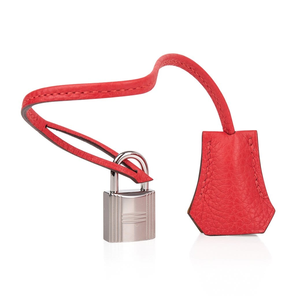 Hermes Verso Birkin 30 Bag Rouge Tomate & Natural Sable Togo Leather with Palladium Hardwre