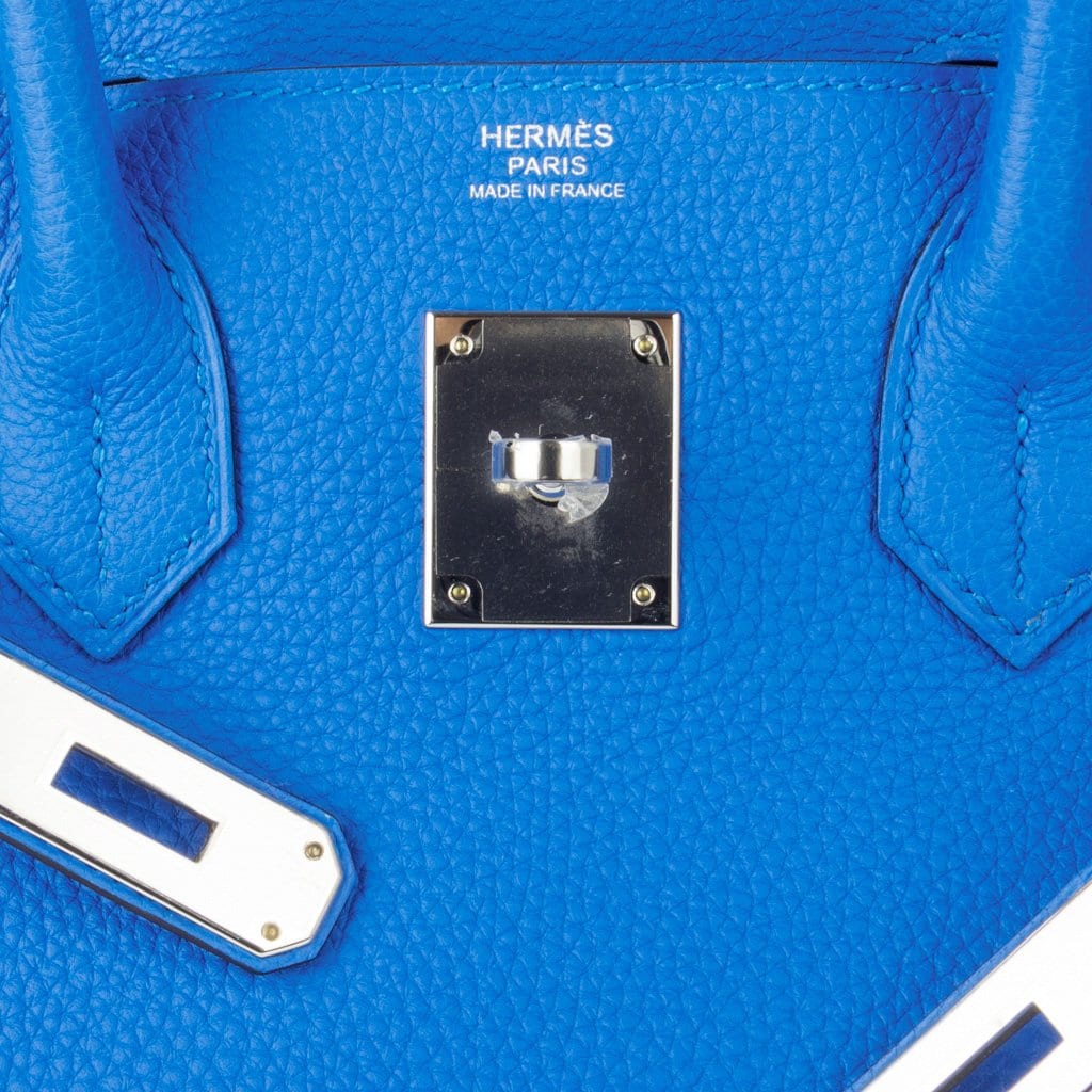 Hermes Verso Birkin 30 Bag Blue Zanzibar & Malachite Togo Leather with Palladium Hardware