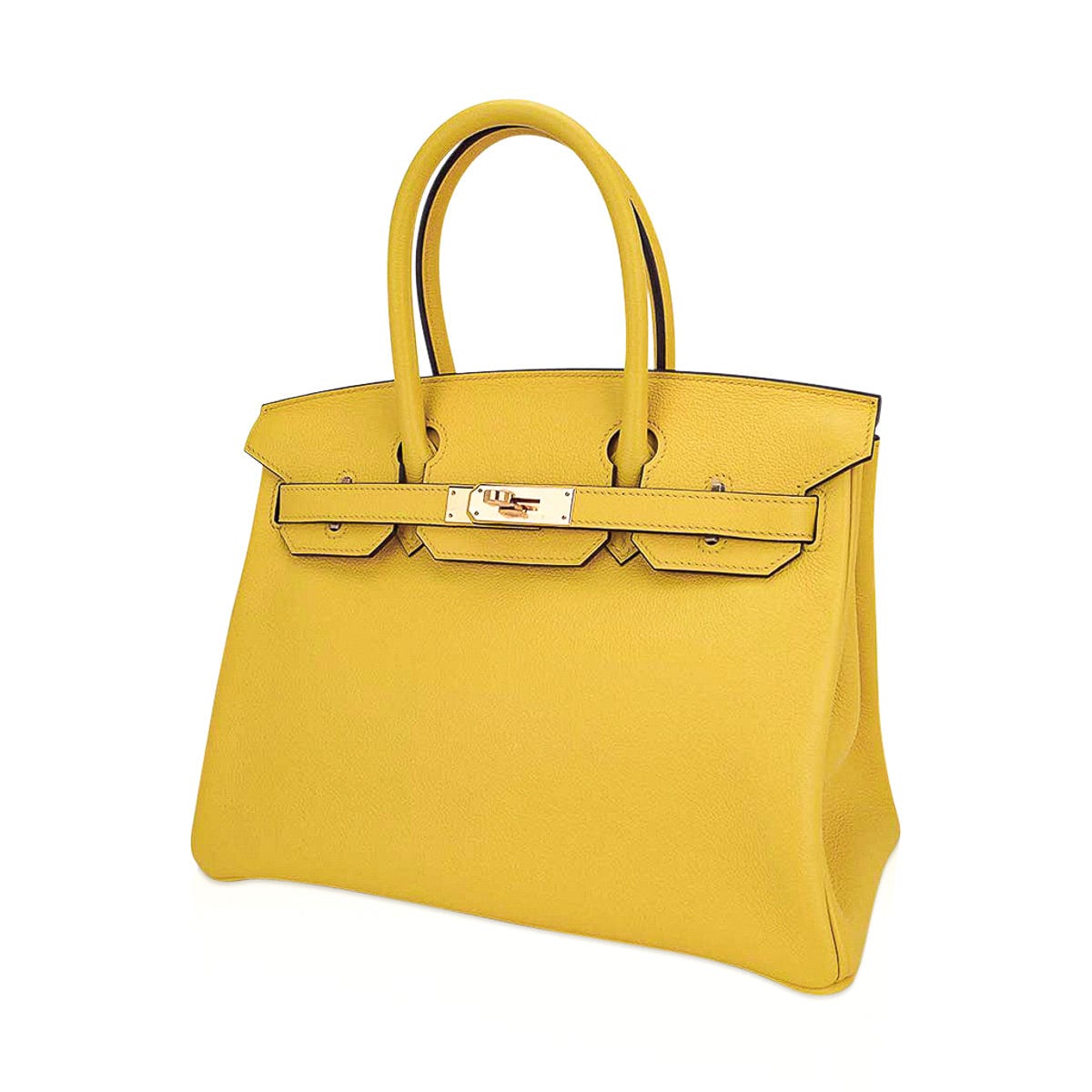 Hermes Verso Birkin 30 Bag Jaune de Naples & Gold Novillo Leather with Gold Hardware
