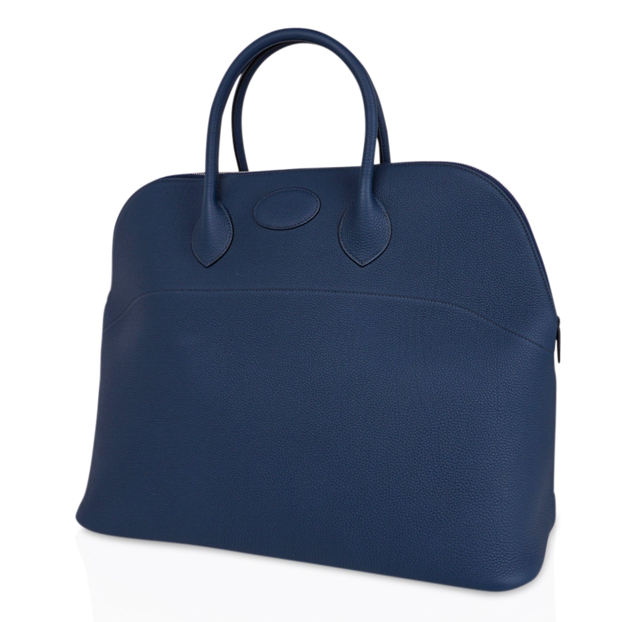 Hermes Bolide 45 Bag Blue de Prusse Togo Leather with Palladium Hardware