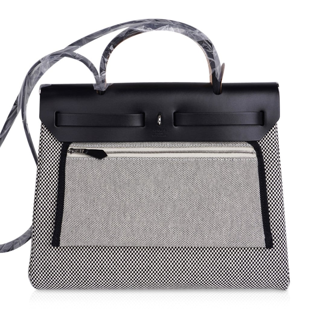 Hermes Herbag Zip H Toile 31 / Black Vache Hunter Leather New w/Box
