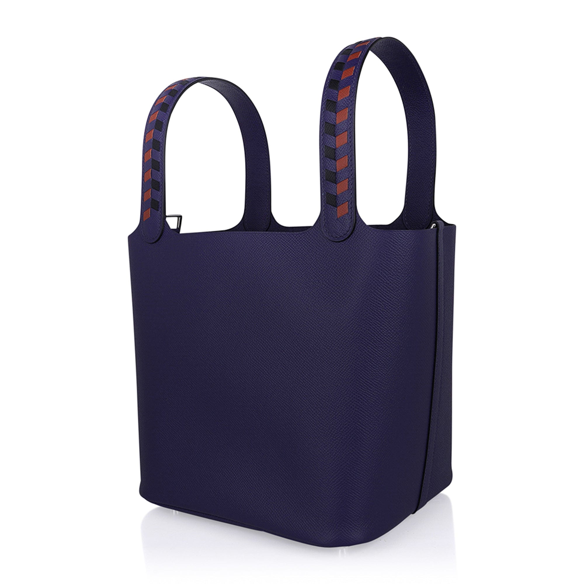 Hermes Picotin Lock 22 Bag Tressage Bleu Encre / Brique / Noir Palladium