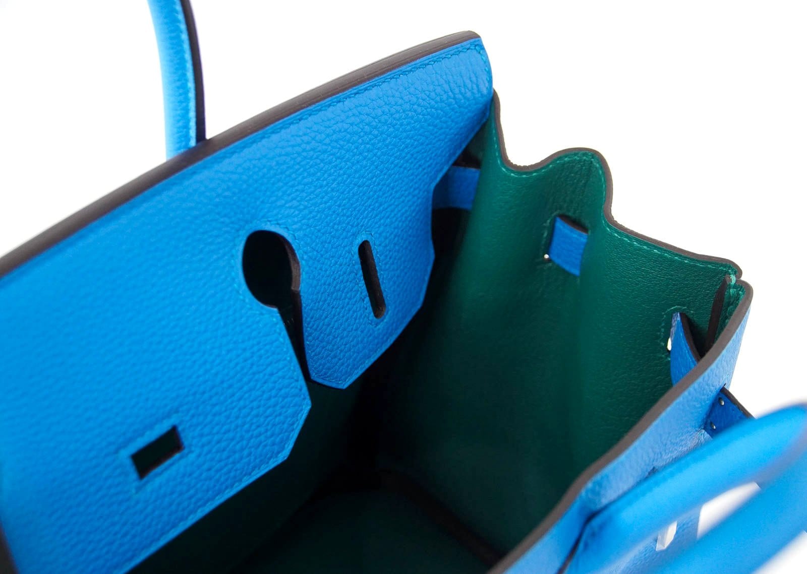 Hermes Verso Birkin 30 Bag Blue Zanzibar & Malachite Togo Leather with Palladium Hardware