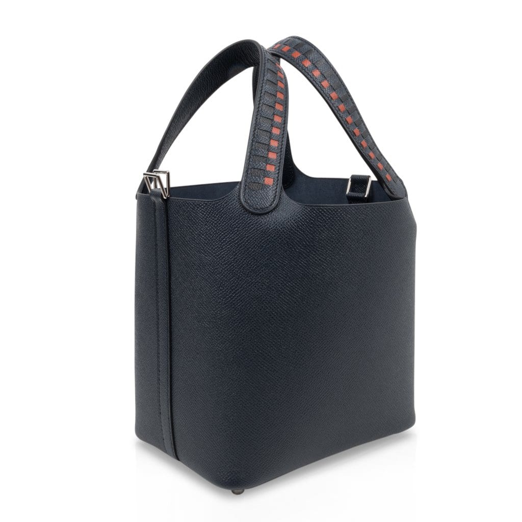 Hermes Picotin Lock 18 Tressage De Cuir PM Limited Edition Blue Indigo