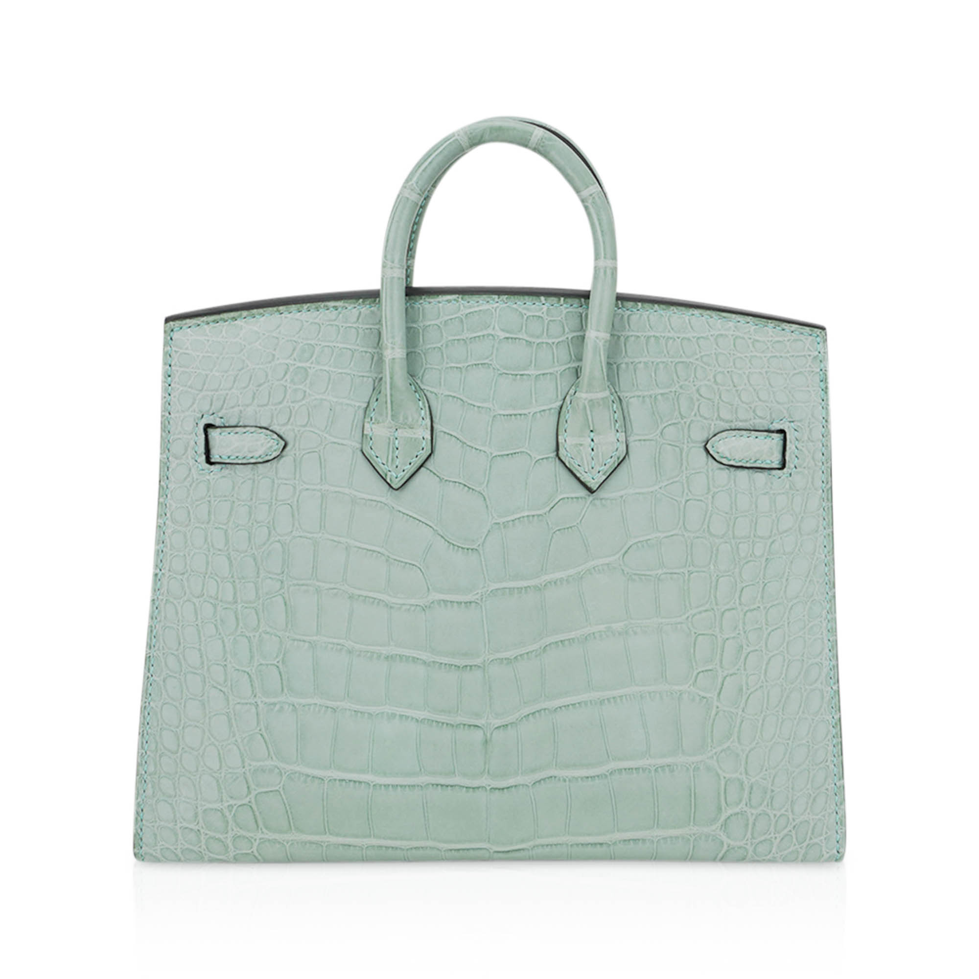 Hermes Limited Edition Birkin 20 Sellier Bag Vert D’Eau Matte Alligator with Gold Hardware
