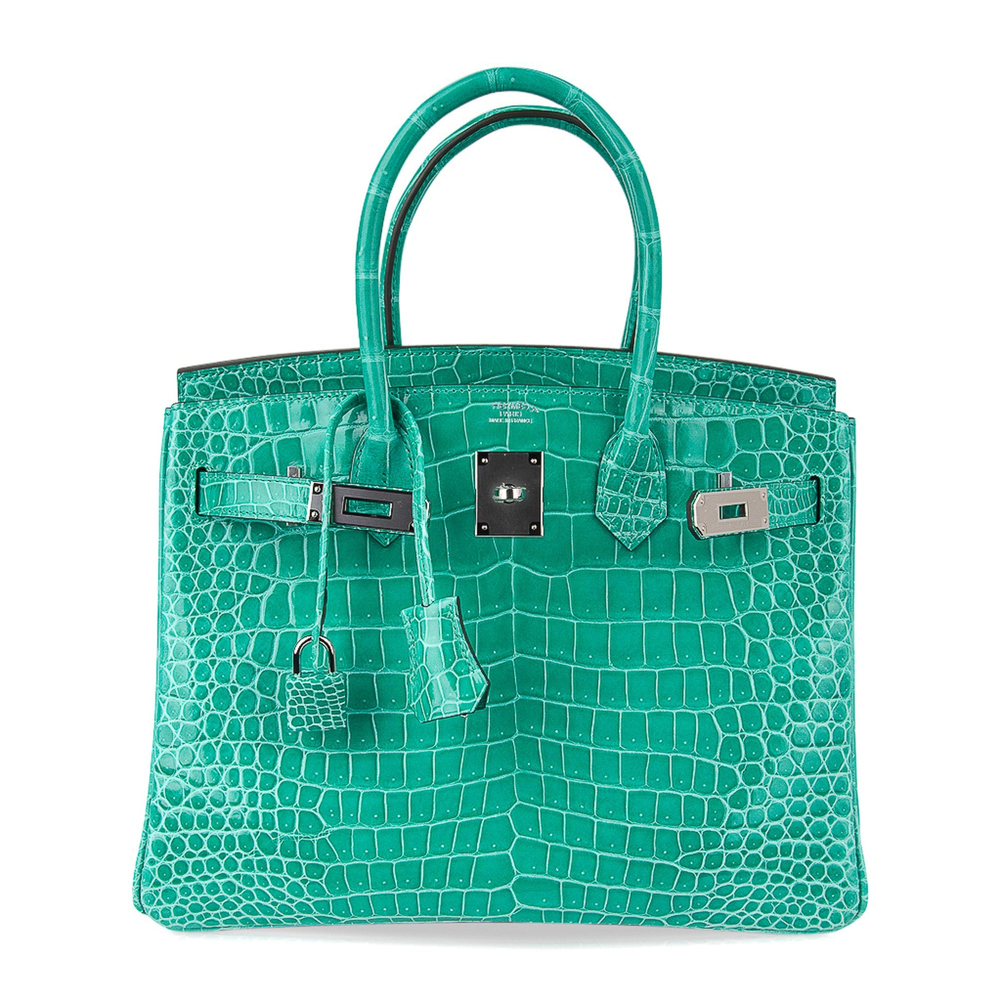 Hermes Limited Edition Birkin 30 Bag Vert Jade Porosus Crocodile with Palladium Hardware