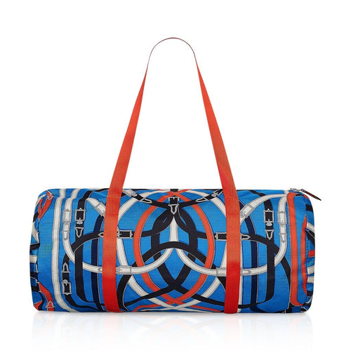 Hermes Airsilk Duffle Bag Cavalcadour 44 Blue Silk Limited Edition