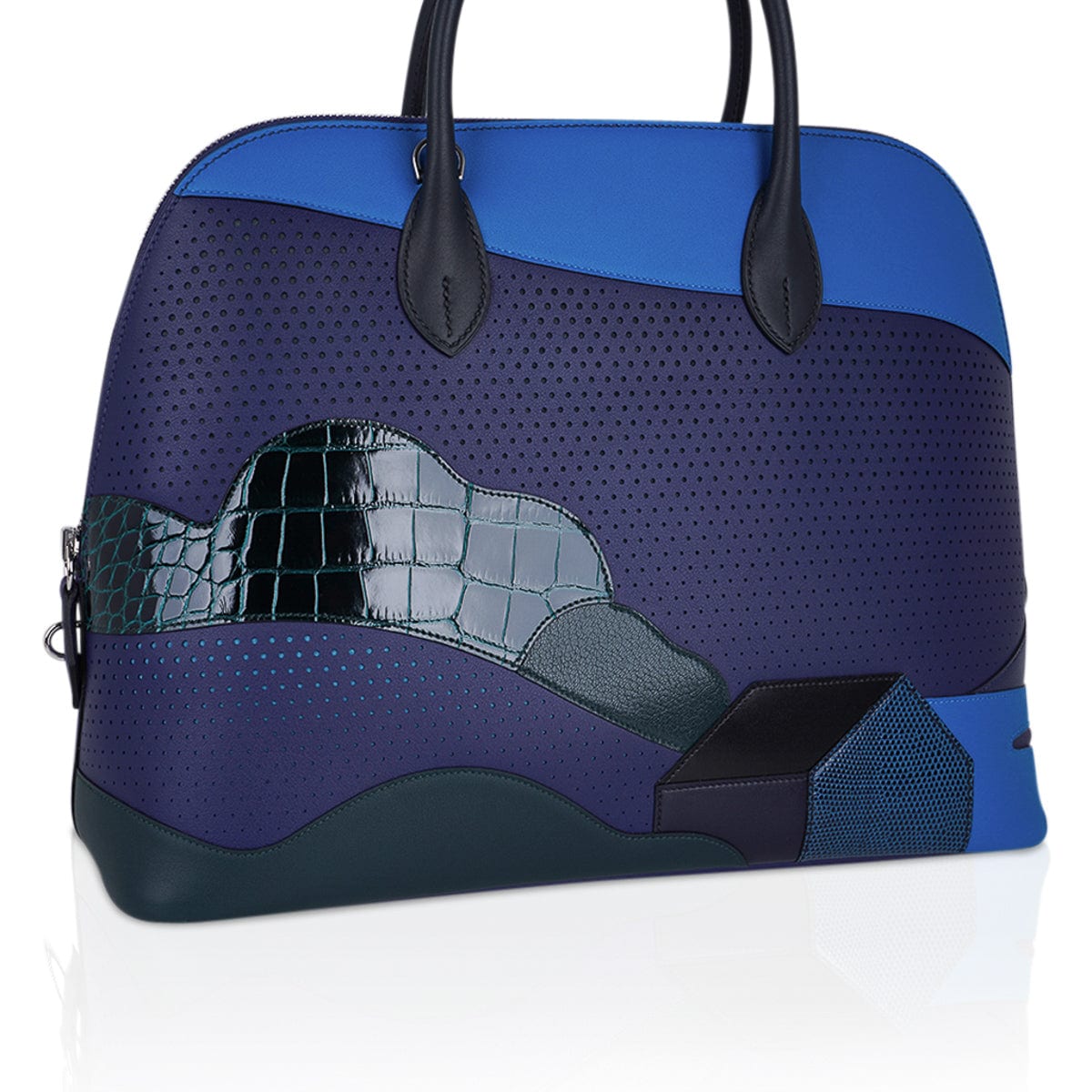 Hermes Limited Edition Bolide 1923 35 Bag Au Bout Du Monde with Exotic & Leather Mix