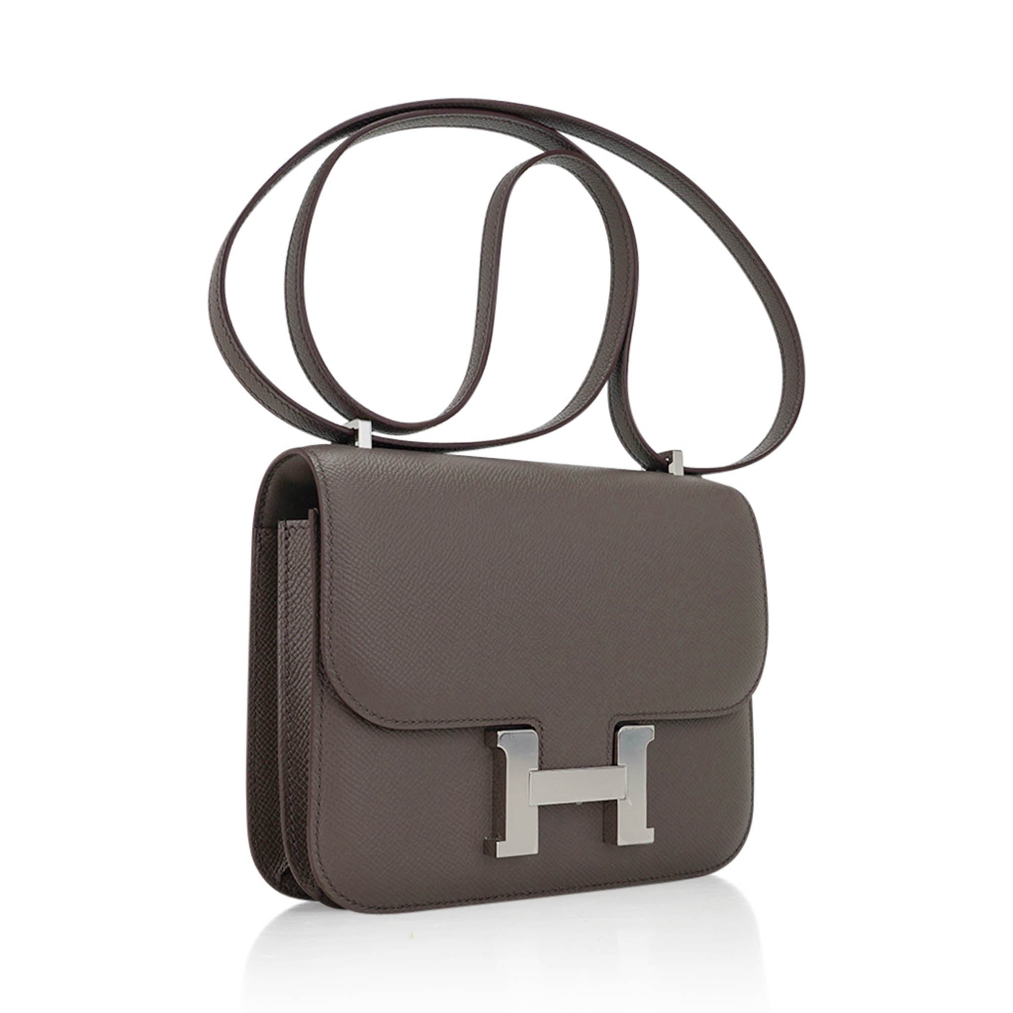 Hermes Mini Constance 18 Bag Etain Epsom Leather with Palladium Hardware