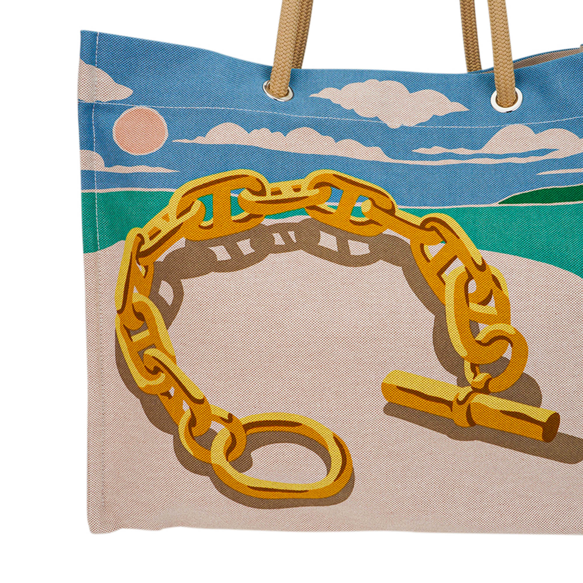 Hermes Beach Tote Bag Escale A La Plage Or H Canvas