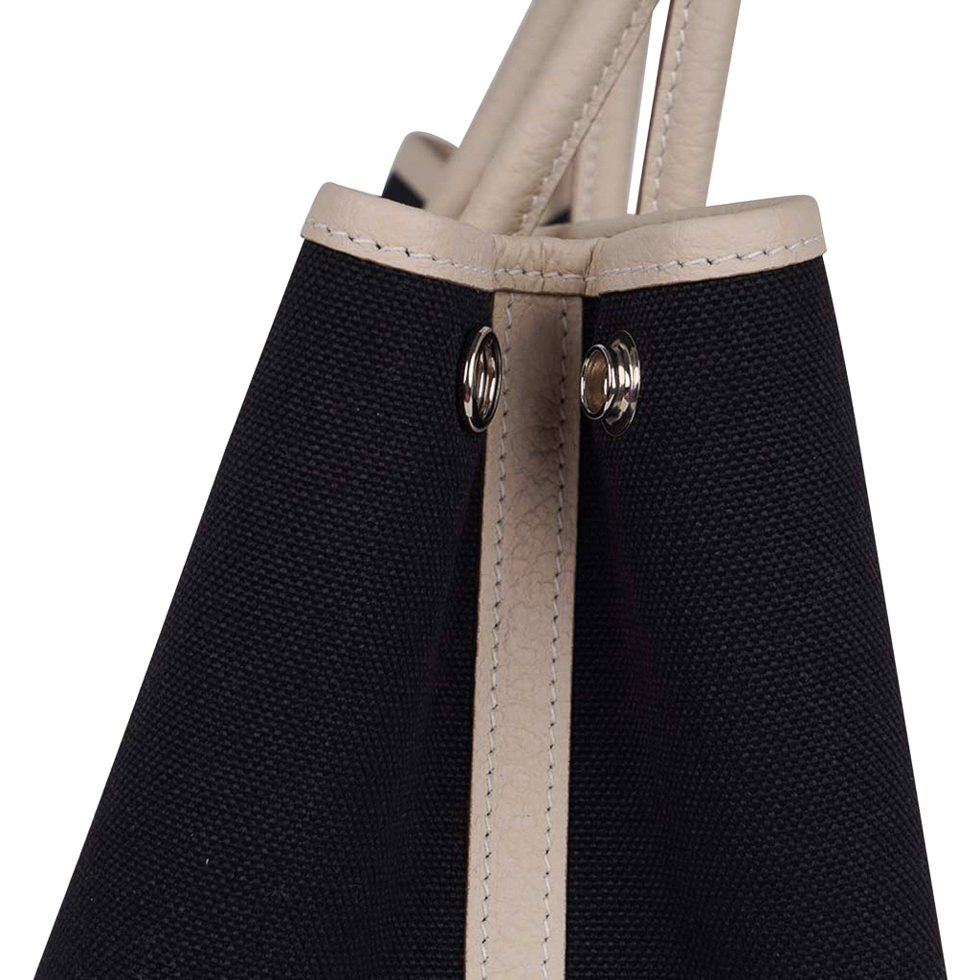 Hermes Bag Garden Party 30 Bag Black Canvas / Craie Negonda Leather Palladium