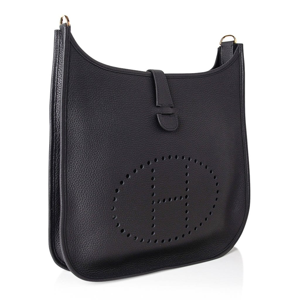 Hermes Bag Evelyne GM Black Clemence Gold Hardware