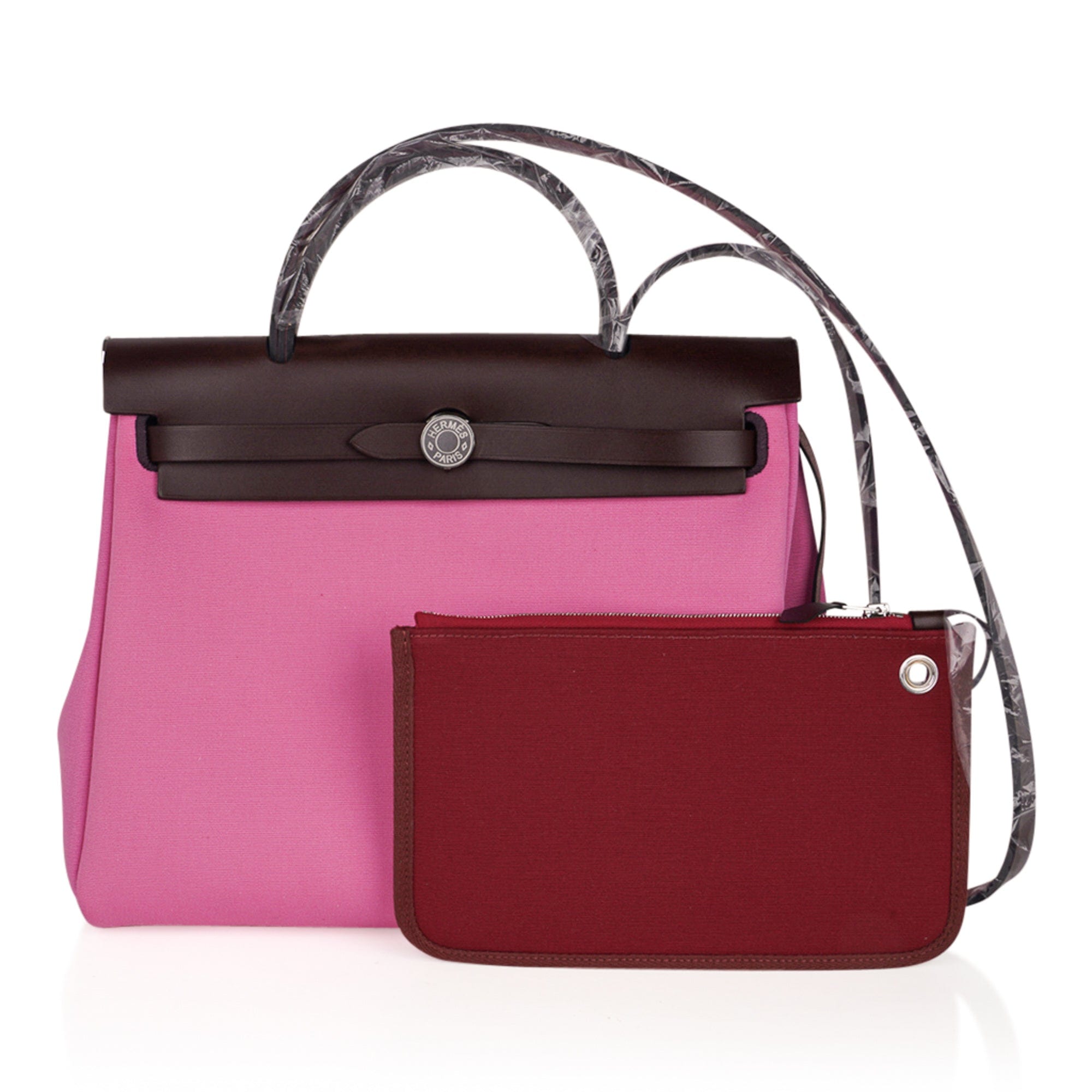 Hermes Herbag Zip 31 Verso Bubblegum / Rubis Palladium New w/Box