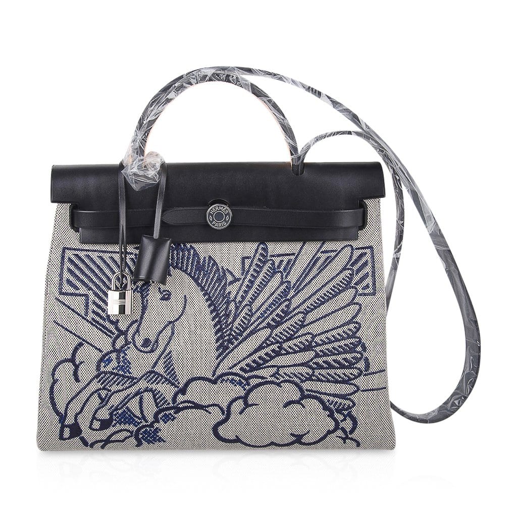 Hermes Herbag Zip Pegase Pop PM 31 Toile / Vache Hunter Leather Special Edition