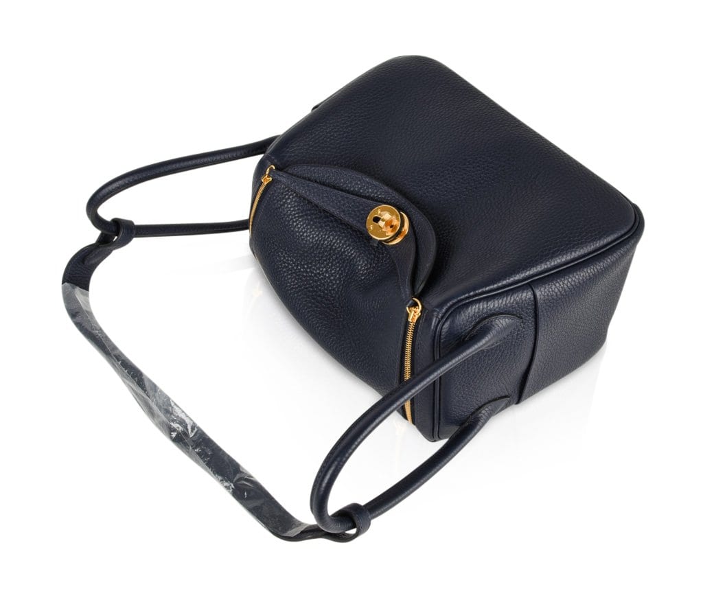 Hermes Lindy 26 Bag Blue Nuit Clemence Gold Hardware