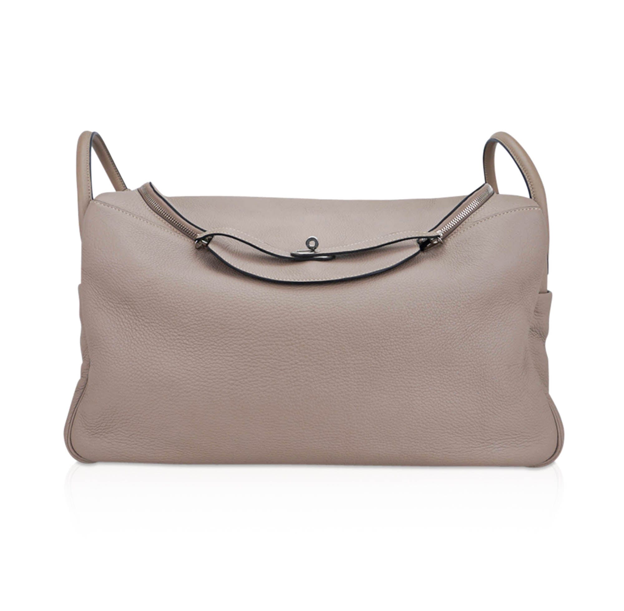 Hermes Lindy 45 Bag Gris Tourterelle Clemence Leather with Palladium Hardware