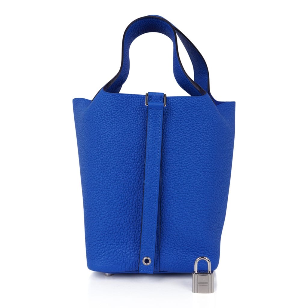 Hermes Picotin Lock 18 Bag Blue Zellige Tote Clemence Palladium Hardware
