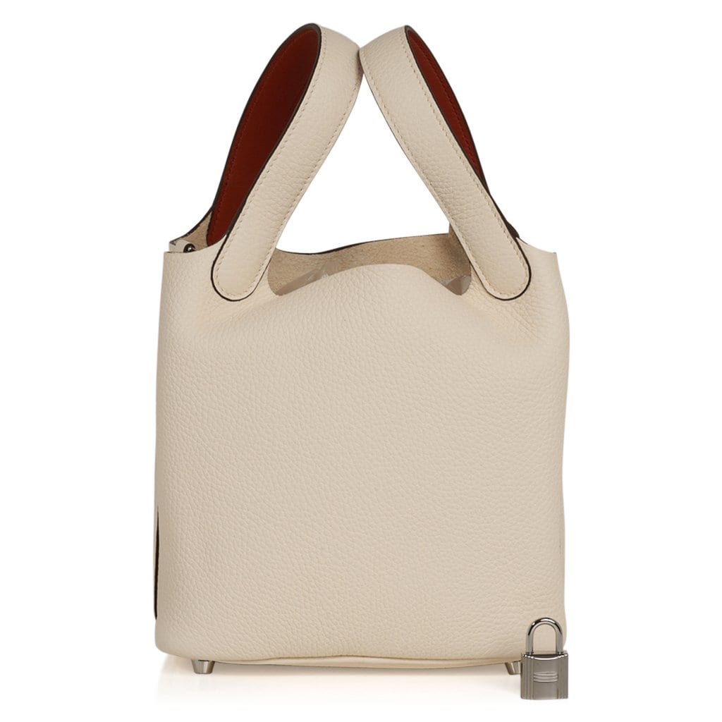 Hermes Picotin Lock 18 Eclat Bag Nata / Terre Battue Tote Clemence Palladium