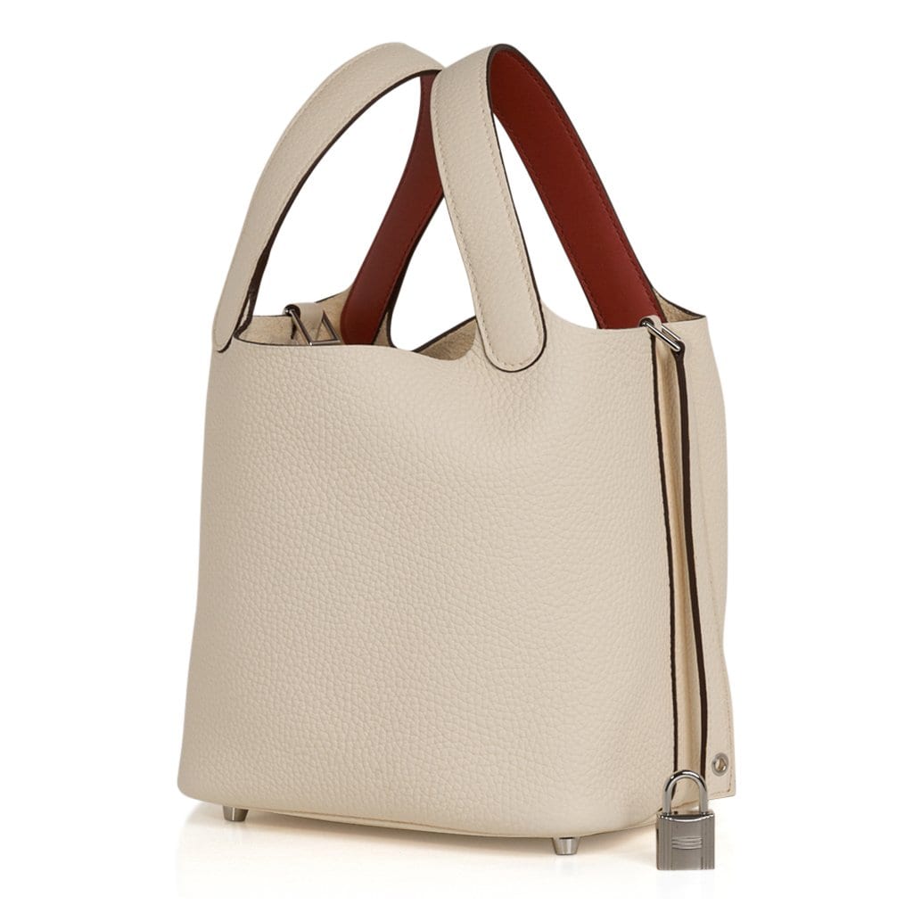 Hermes Picotin Lock 18 Eclat Bag Nata / Terre Battue Tote Clemence Palladium