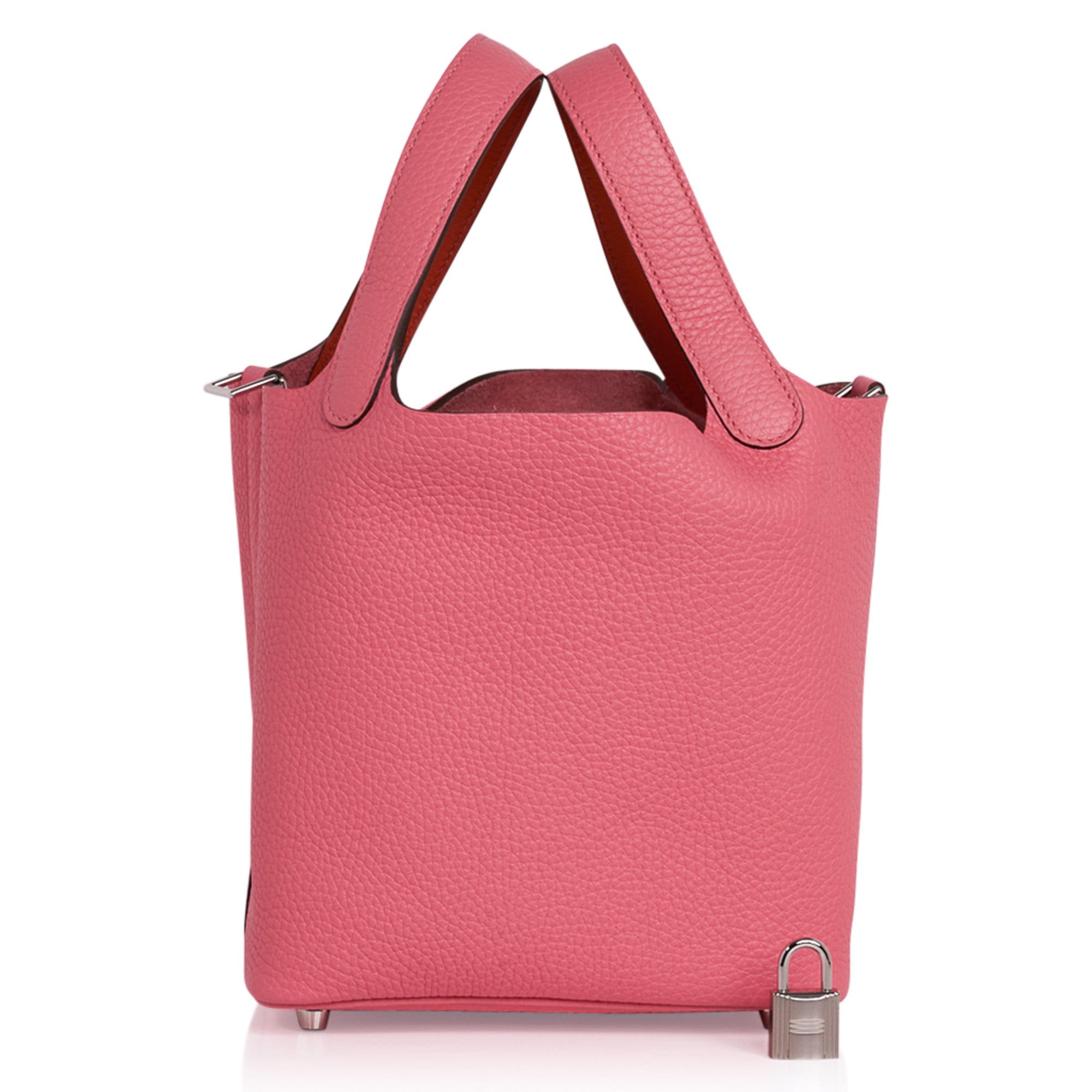 Hermes Picotin Lock 18 Eclat Bag Rose Azalee / Terre Battue Tote Clemence Palladium
