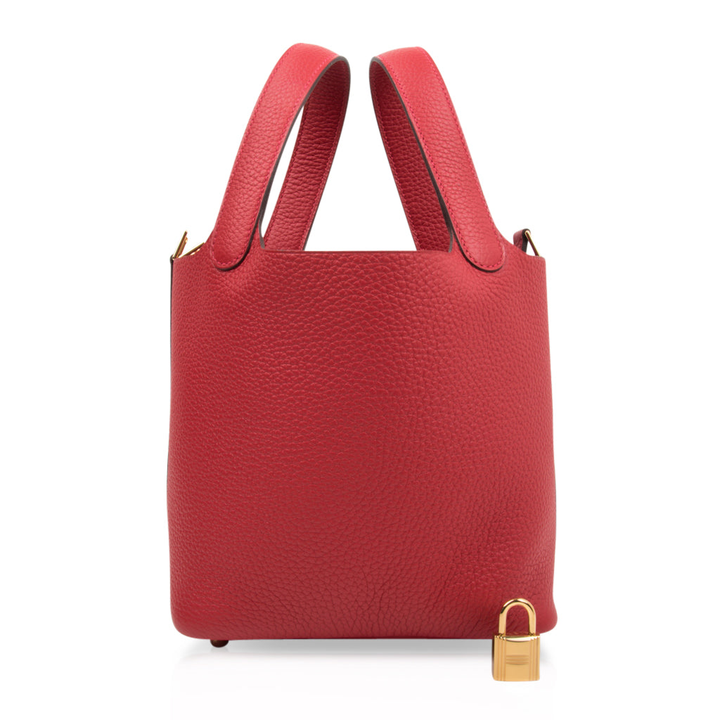 Hermes Picotin Lock 18 Rouge Casaque Clemence Gold Hardware