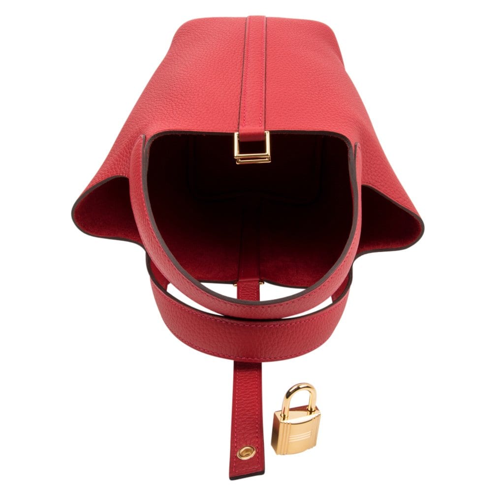Hermes Picotin Lock 18 Rouge Casaque Clemence Gold Hardware