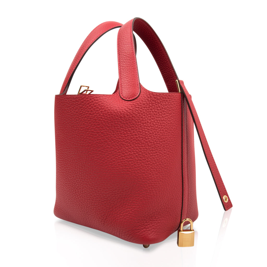 Hermes Picotin Lock 18 Rouge Casaque Clemence Gold Hardware