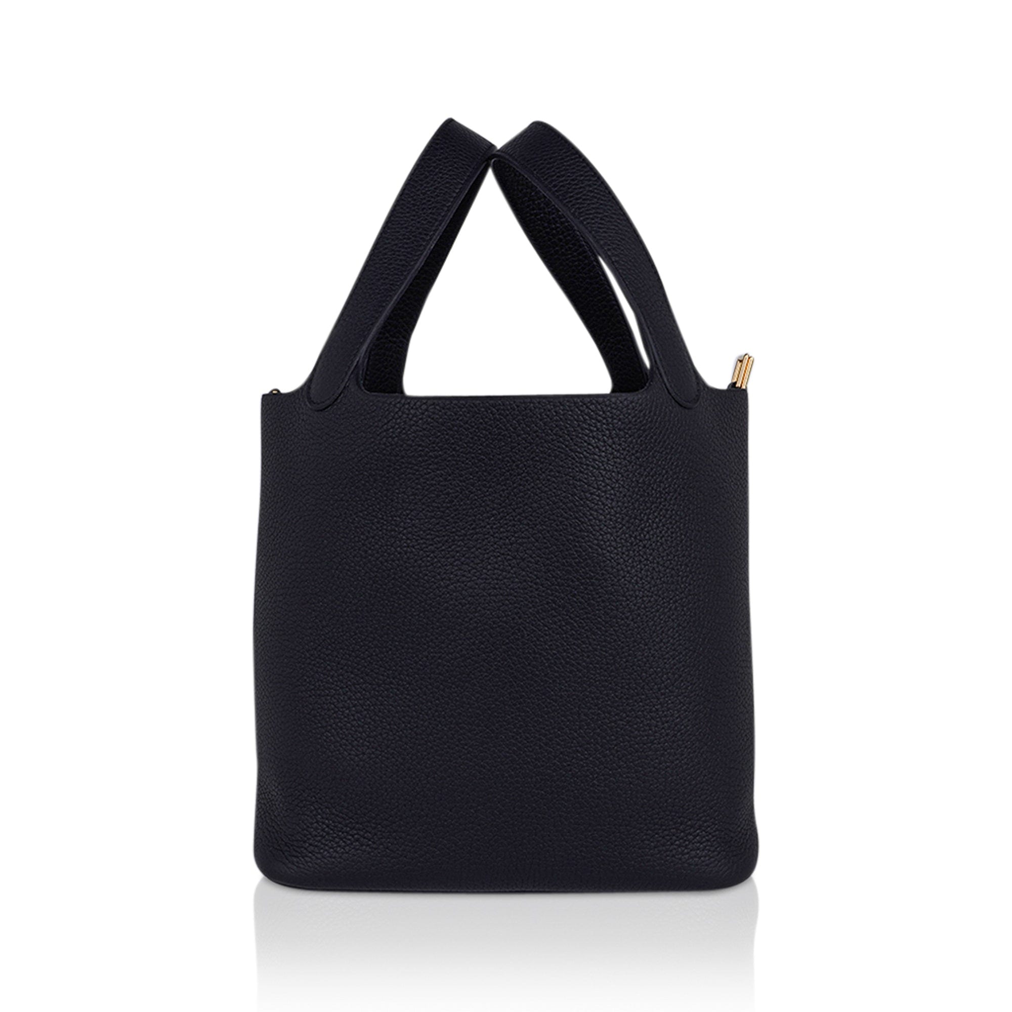 Hermes Picotin Lock 22 Bag Black Tote Clemence Gold Hardware