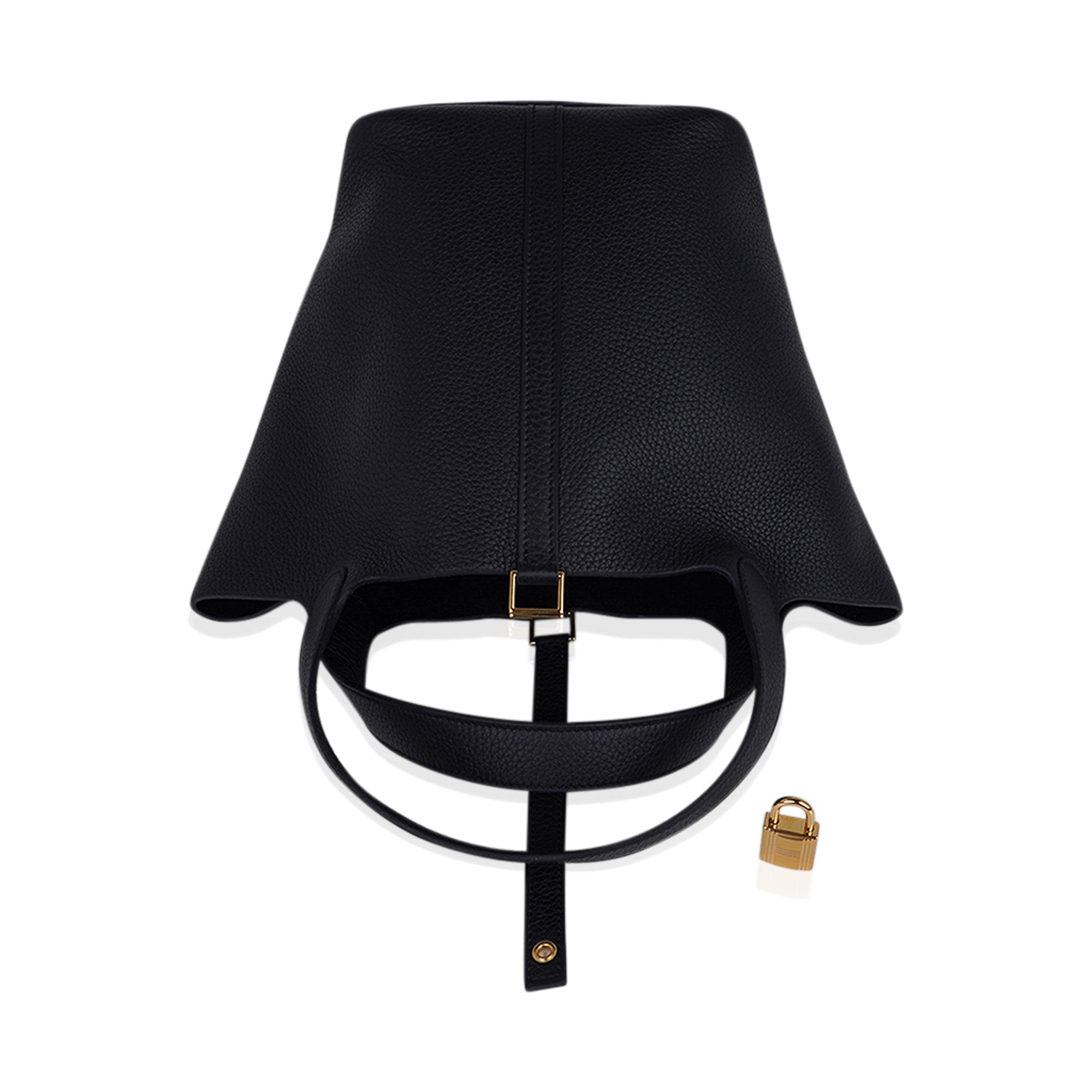 Hermes Picotin Lock 22 Bag Black Tote Clemence Gold Hardware