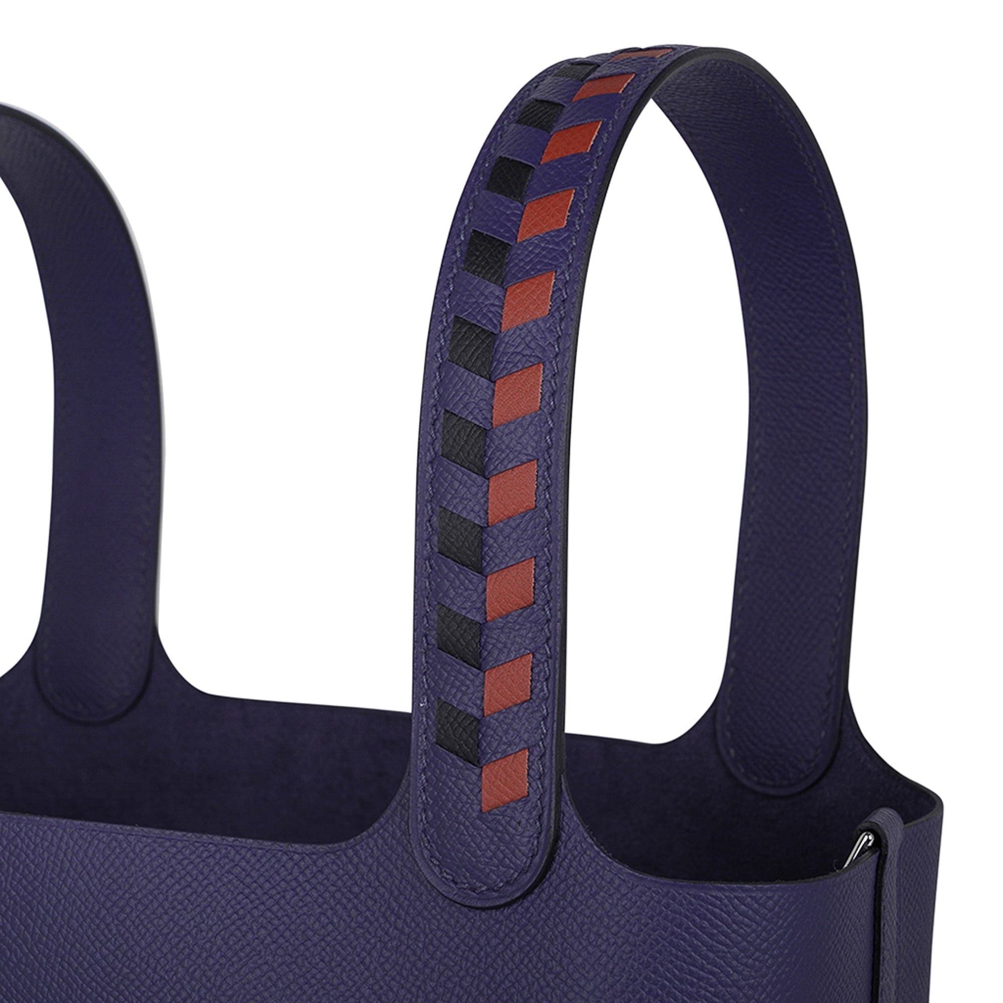 Hermes Picotin Lock 22 Bag Tressage Bleu Encre / Brique / Noir Palladium