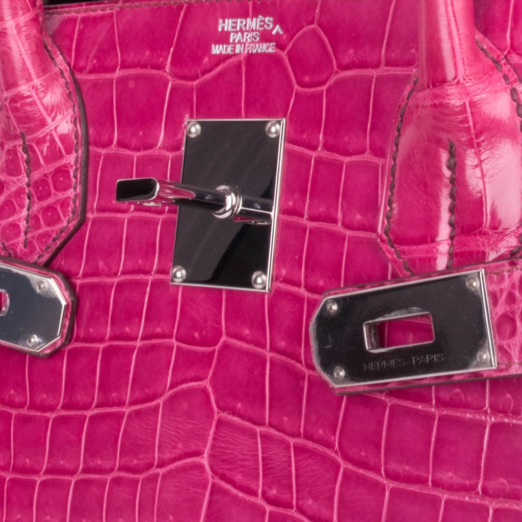 Hermes JPG Shoulder Birkin 42 Bag Fuchsia Porosus Crocodile Bag Limited Edition