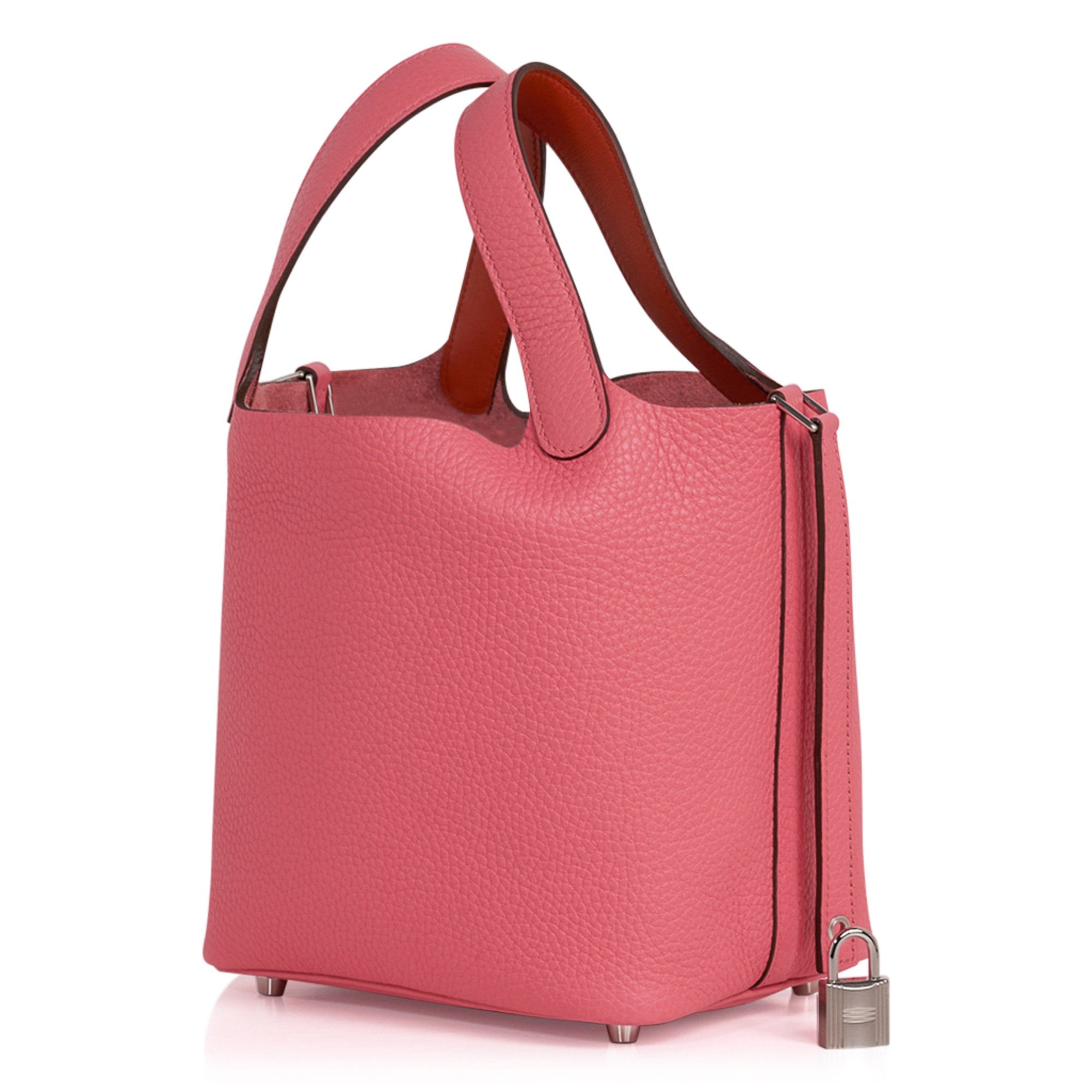 Hermes Picotin Lock 18 Eclat Bag Rose Azalee / Terre Battue Tote Clemence Palladium