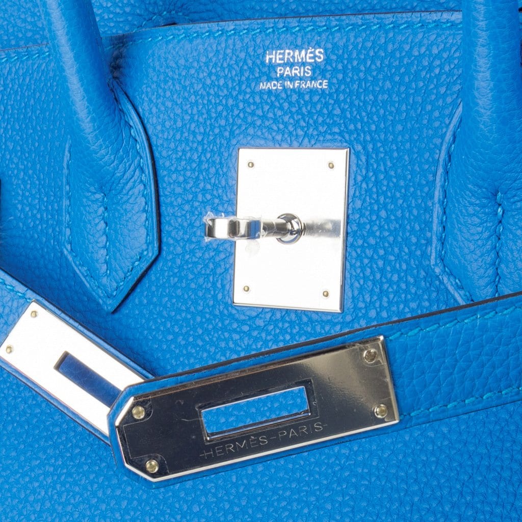 Hermes Verso Birkin 30 Bag Blue Zanzibar & Malachite Togo Leather with Palladium Hardware