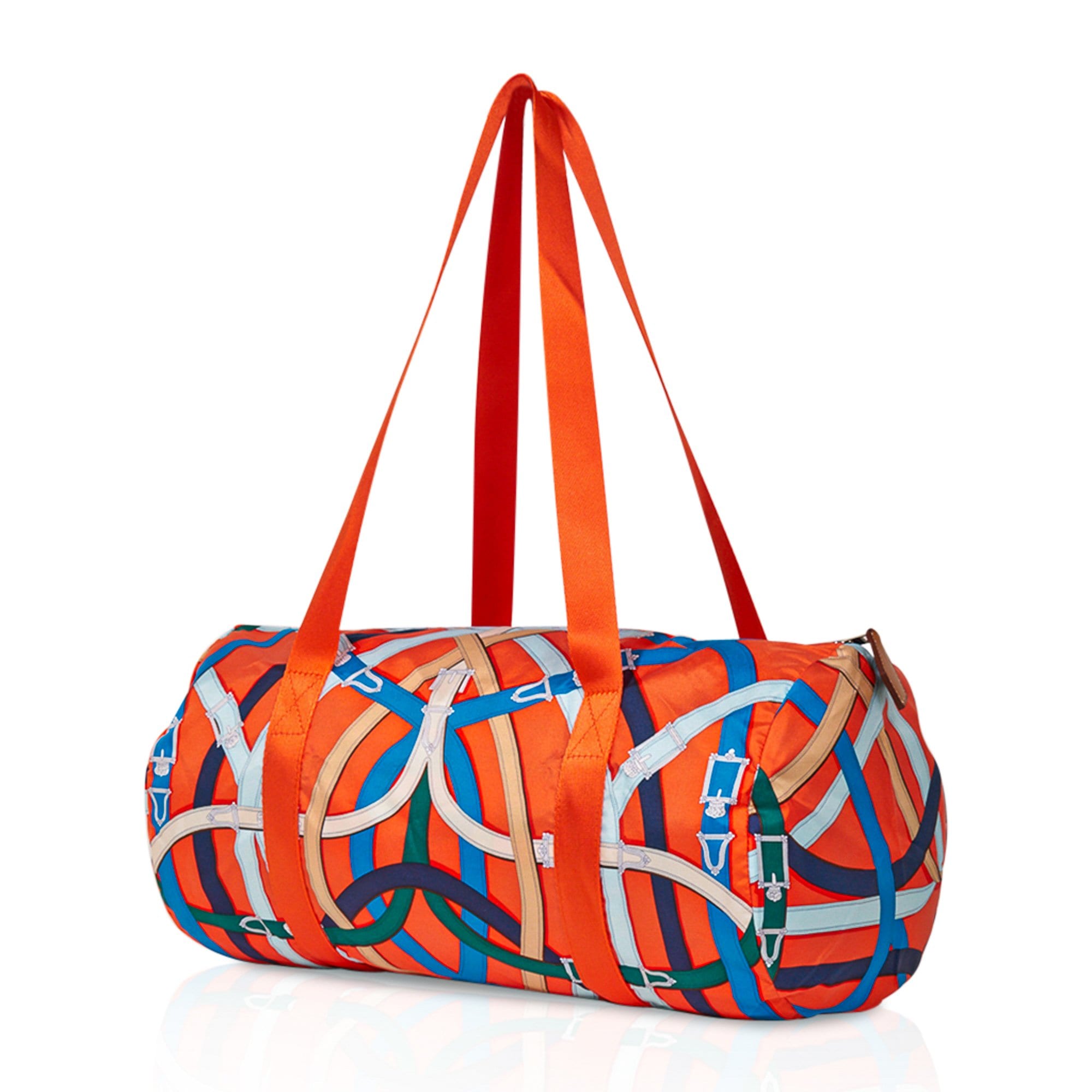 Hermes Bag Airsilk Duffle Cavalcadour 38 Orange Silk Limited Edition New