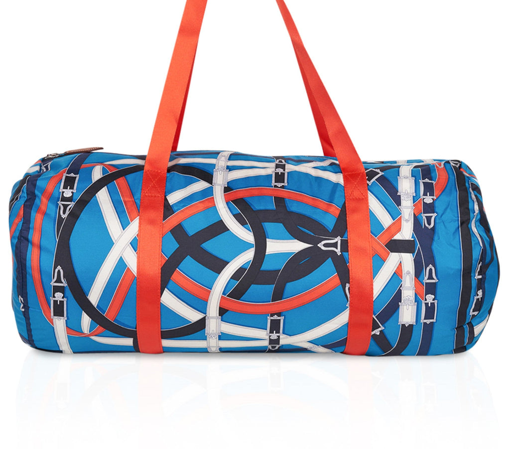 Hermes Airsilk Duffle Bag Cavalcadour 44 Blue Silk Limited Edition