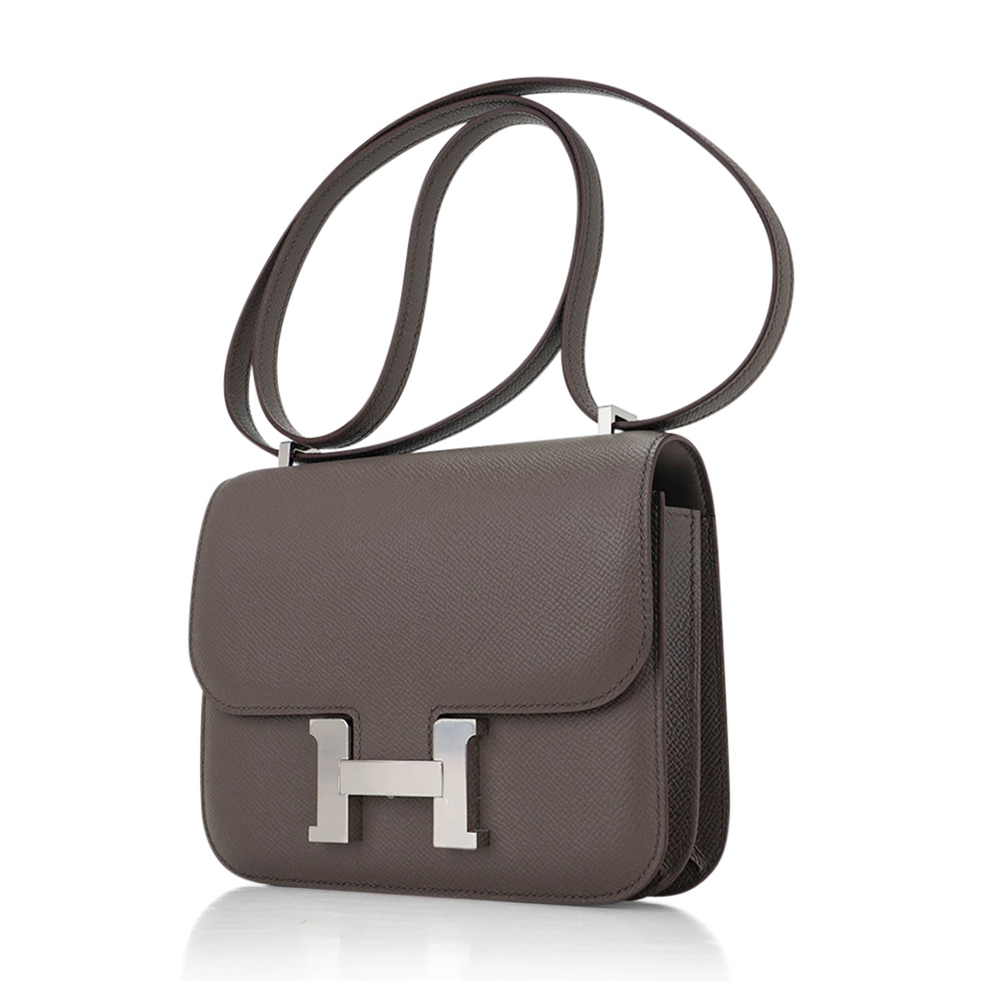 Hermes Mini Constance 18 Bag Etain Epsom Leather with Palladium Hardware