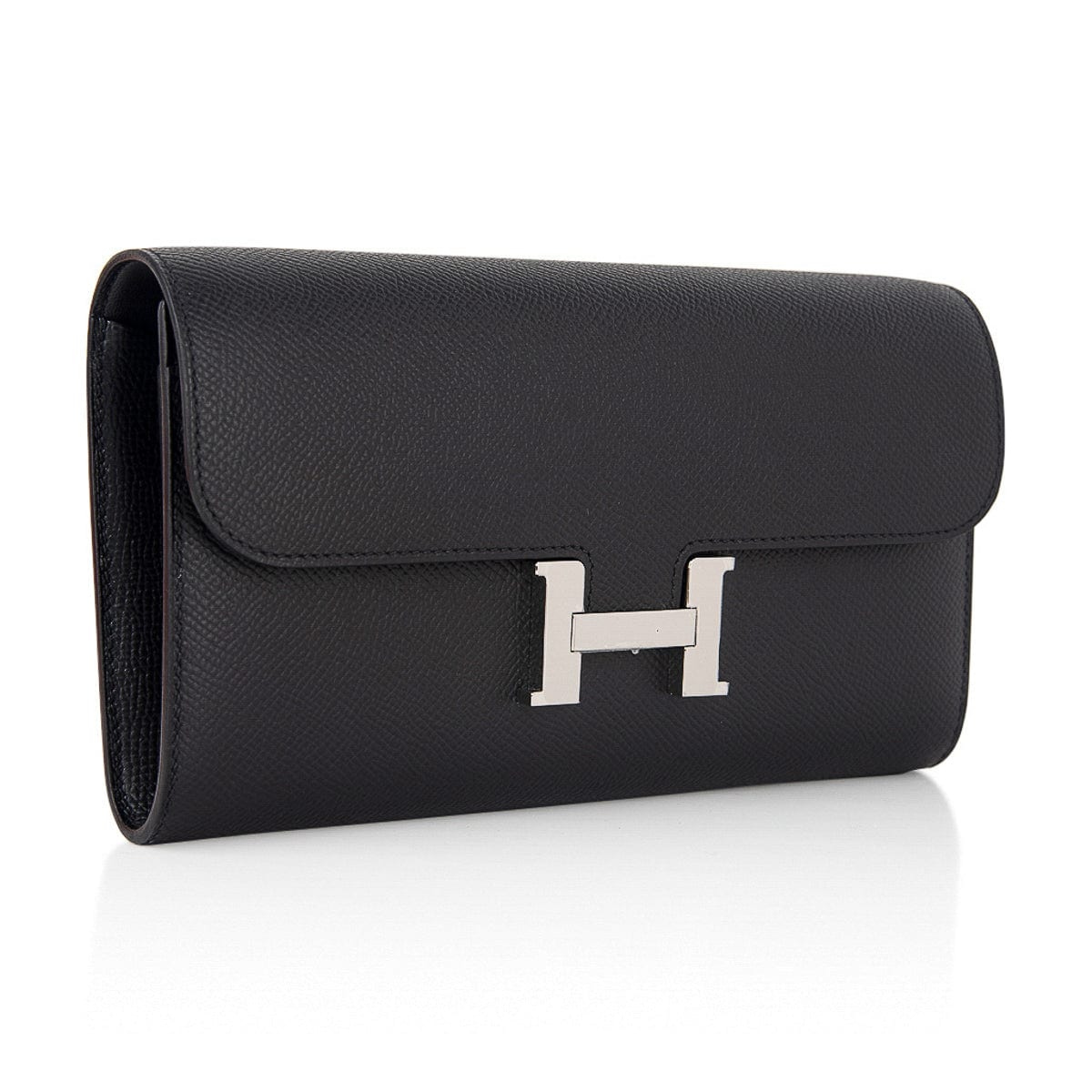 Hermes Constance Long To Go Wallet Black Epsom with Palladium Hardware