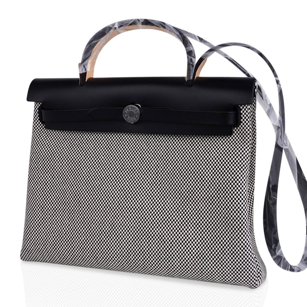 Hermes Herbag Zip H Toile 31 / Black Vache Hunter Leather New w/Box