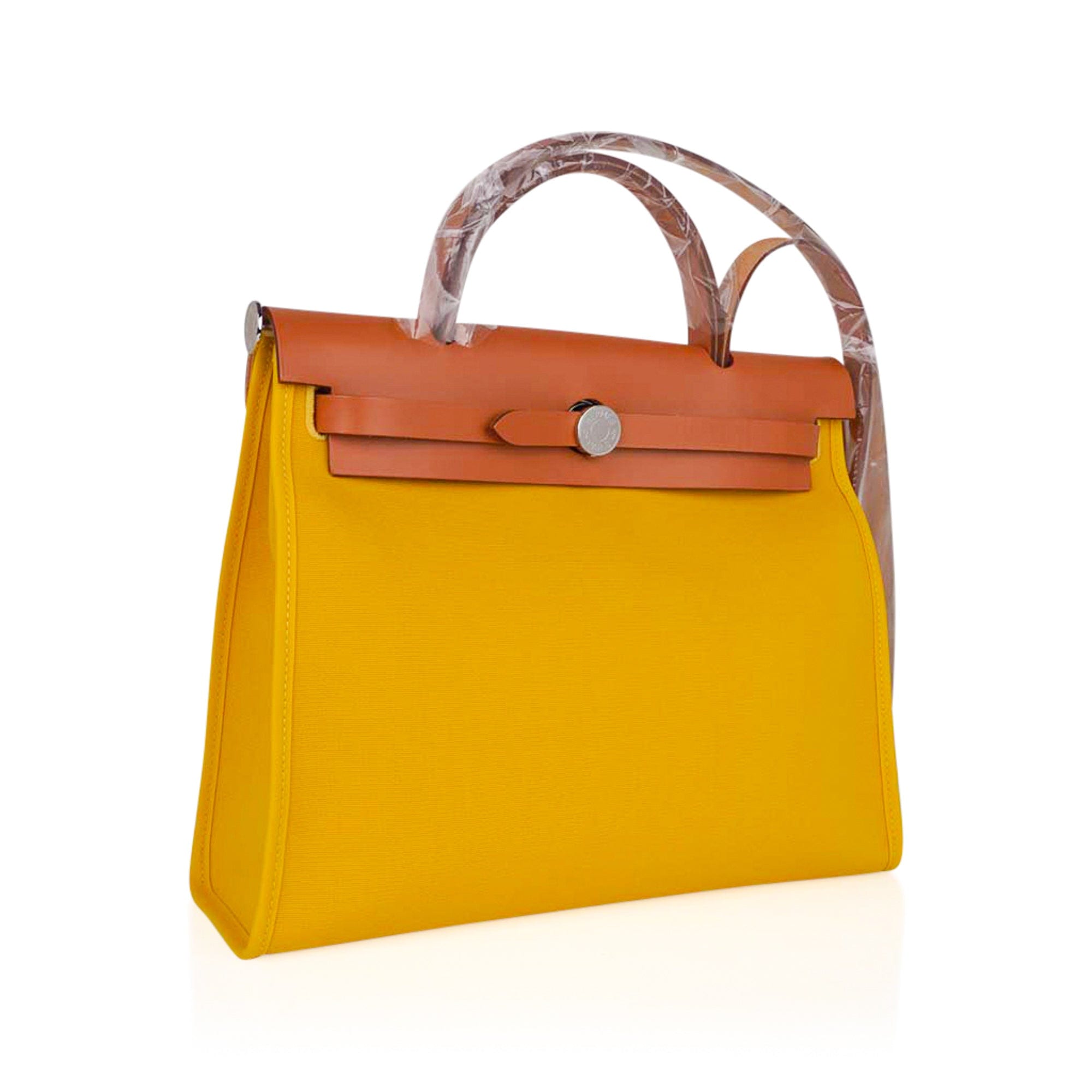 Hermes Herbag Zip Retourne 31 Jaune de Naples Canvas Vache Hunter Palladium