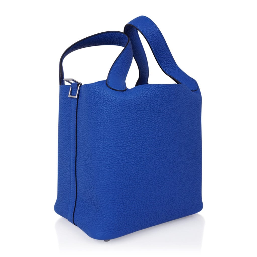 Hermes Picotin Lock 18 Bag Blue Zellige Tote Clemence Palladium Hardware