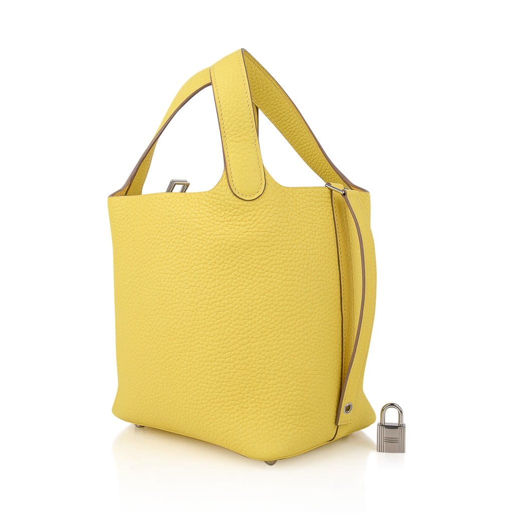 Hermes Picotin Lock 18 Bag Lime Tote Clemence Leather Palladium  Hardware